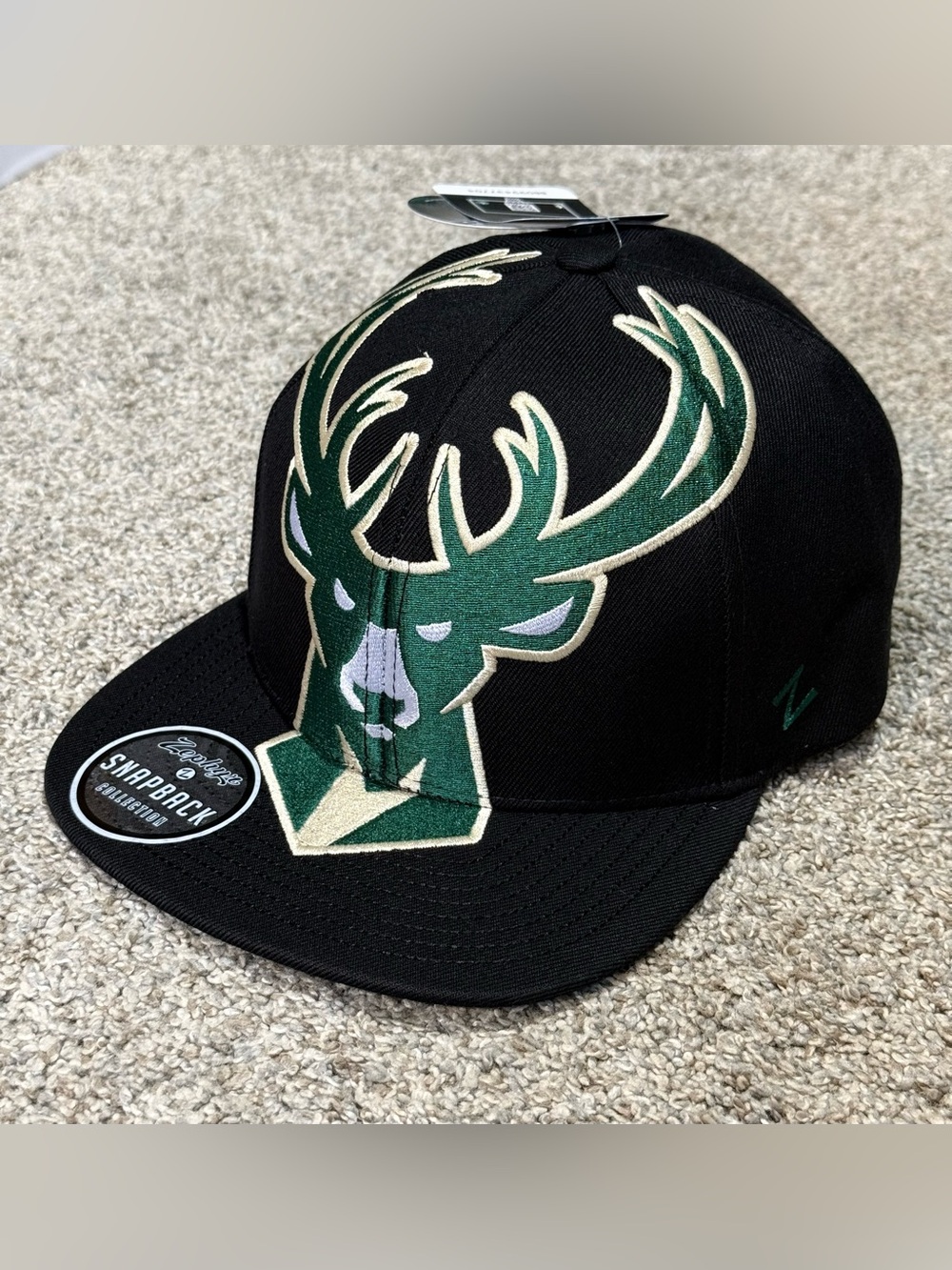 New Zephyr NBA Milwaukee Bucks Flat Bill Z11 Retro Over The Top snapback hat